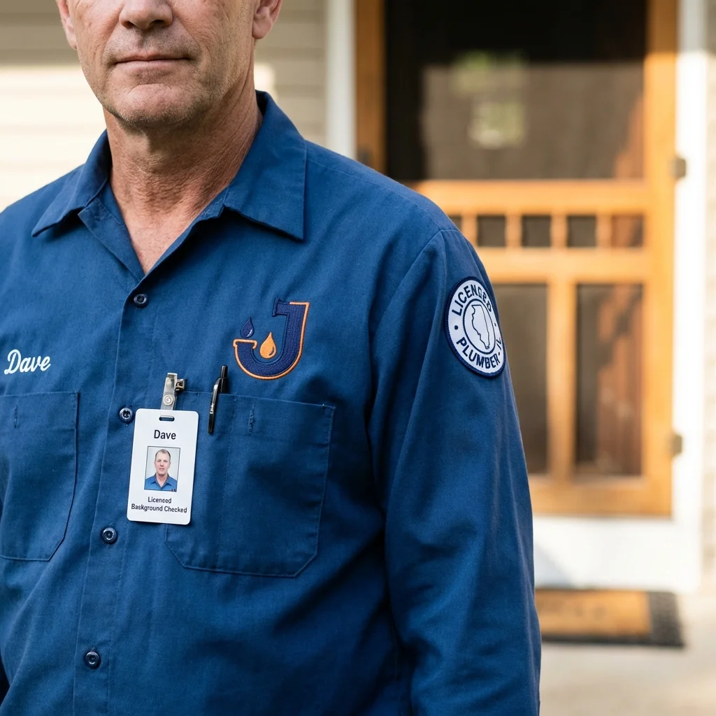 Licensed plumber showing ID badge in Allison, IA