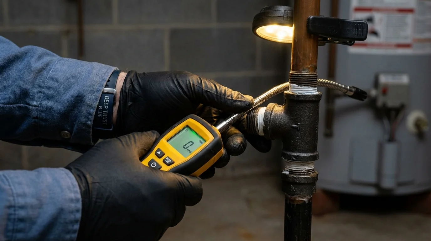 Gas leak detection with electronic sniffer by Johns Plumbing LLC in Allison