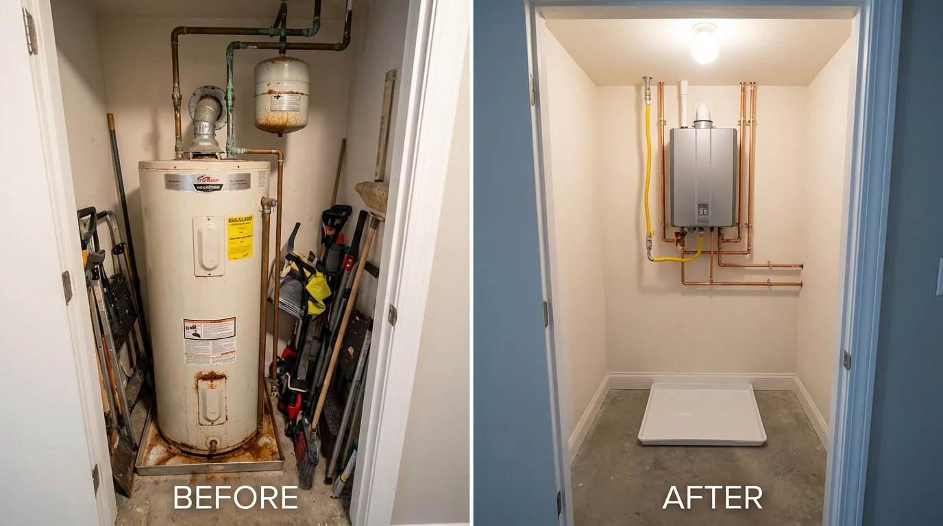 Tank water heater versus wall-mounted tankless unit comparison for Allison, IA homeowners